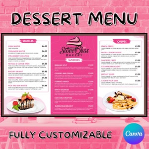 DIE PERFEKTE Dessert Menü-Vorlage - Digitale Menü-Tafel - Dessert TV-Menü - Animiert & Statisch