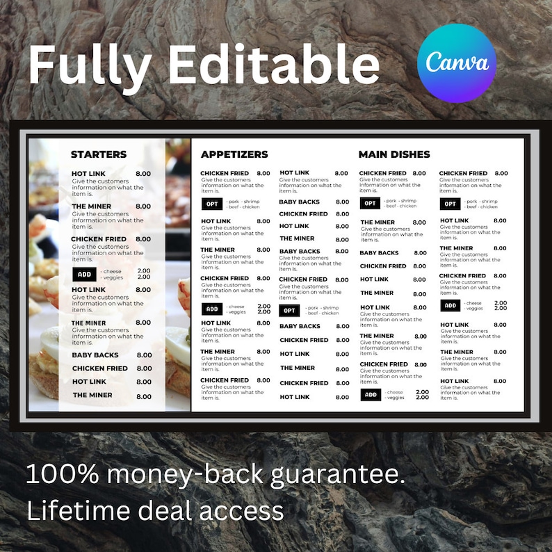 7 Full DIY Static TV Editable Digital Menu Boards Editable TV Menu 7 Full DIY Static TV Editable Digital Menu Boards Editable TV Menu