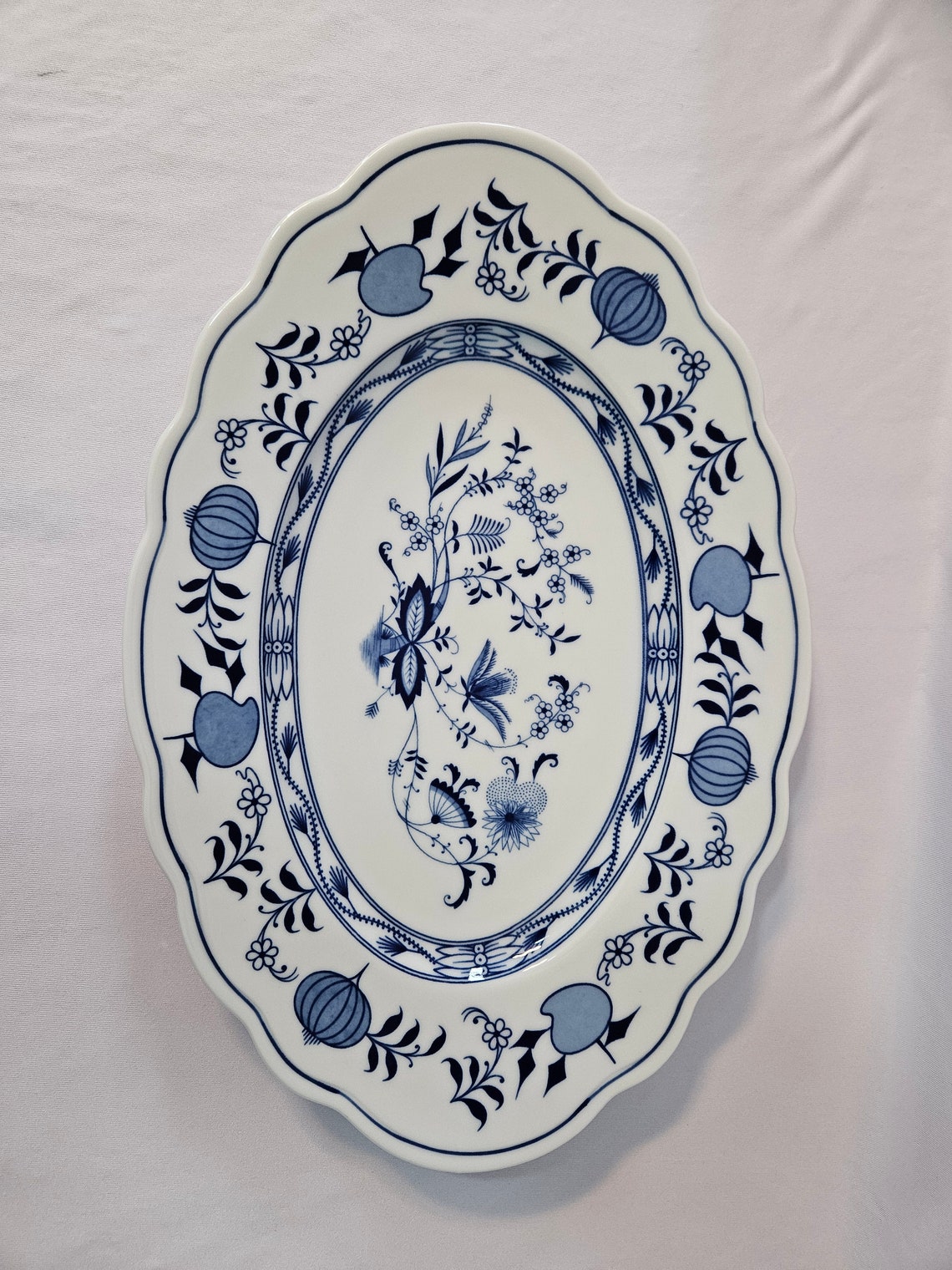 Vintage Bavarian Blue China Oval Serving Platter - Etsy
