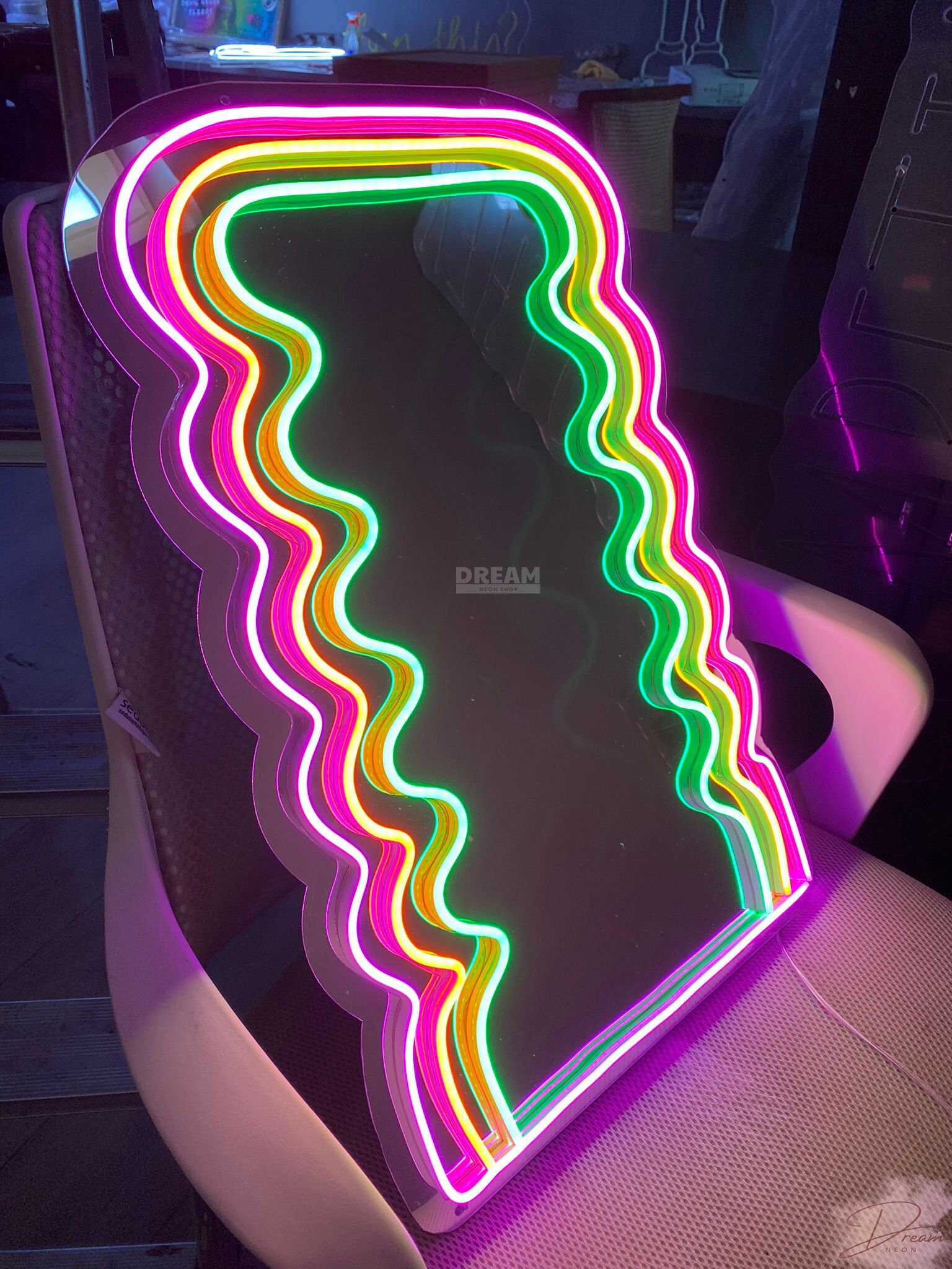 Wavy Neon Mirror Full Length Mirror Full Body Mirror Etsy