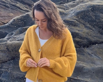 Handgebreid wollen vest: oversized grofgebreide truijas