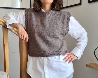 Hand-Knitted Wool Vest: Women's Sleeveless Sweater Waistcoat