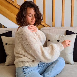 Hand-Knit Alpaca Silk Cardigan: Cropped Chunky Sweater