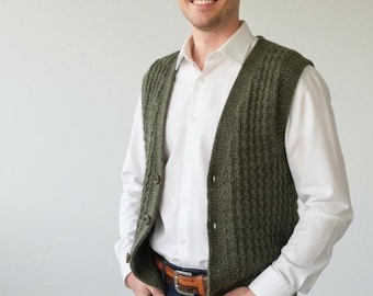 Hand-Knitted Alpaca Vest: Men's Sleeveless Wool Waistcoat