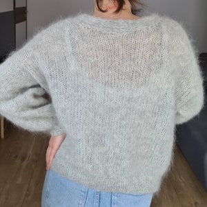 Oversized cardigan. Fluffy alpaca woman cardigan. Cropped women alpaca cardigan. Handknit alpaca sweater. Alpaca cardigan image 6