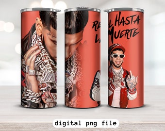 Archivo png digital Anuel AA / Archivo de vaso de sublimación Real hasta la muerta / diseño de vaso flaco doble AA