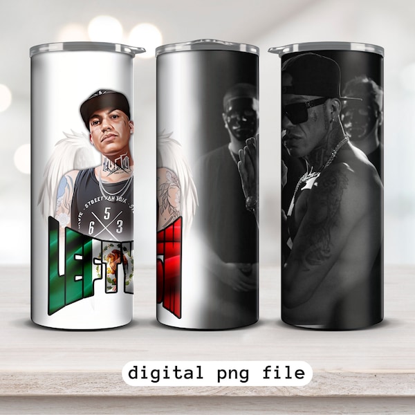 Lefty SM black and white digital png file / Mexican Rapper 20oz straight sublimation tumbler file