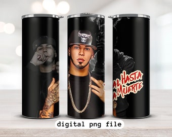 Anuel AA negro digital png archivo /Real hasta la muerta sublimation tumbler file / doble A skinny tumbler design