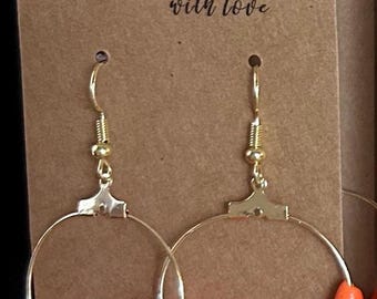 Hawaiian hala earrings- red/orange