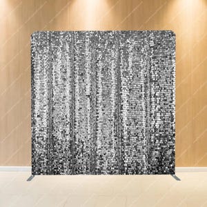 Silver Shimmer Sequin - Pillow Cover Backdrop Pillow Backdrop 8x8 Photobooth Tension Fabric