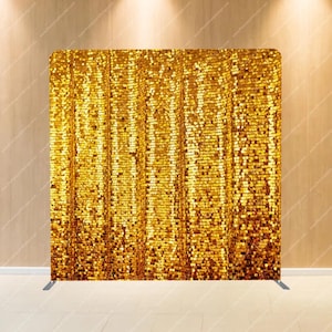 Gold Shimmer Sequin - Pillow Cover Backdrop Pillow Backdrop 8x8 Photobooth Tension Fabric