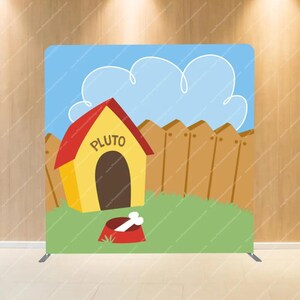 Pluto Dog Backyard - Pillow Cover Backdrop Pillow Backdrop 8x8 Photobooth Tension Fabric