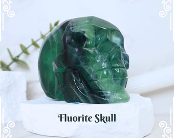 2,7" groene fluorietschedelsnijwerk: kristallen altaardecoratie