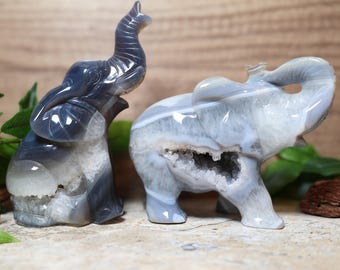 YOU PICK Agaat olifant|Handgesneden|Agaat met strepen|Kristalcadeaus voor haar|Heksencadeaus|boho|kristallen dier|huisdecoratie|geode|snijwerk|kwarts
