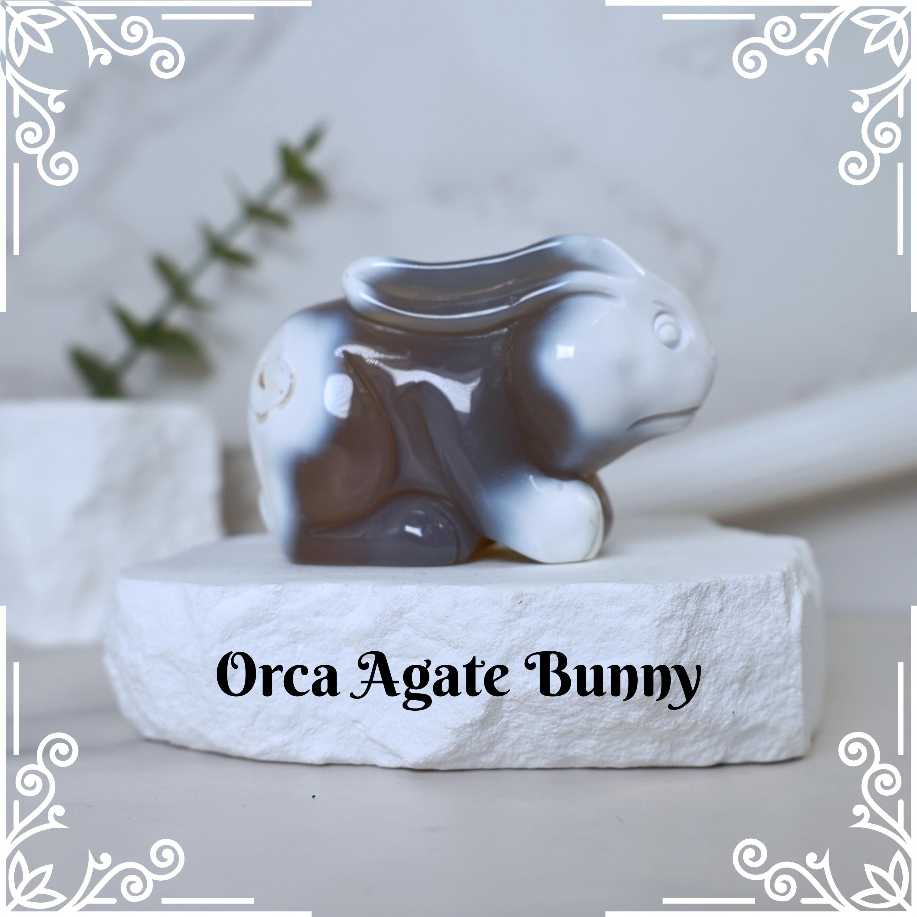 CUTE 2.5" Orca Agate Bunny|Orca Agate|Crystal Decoration|Crystal Gifts for Her|rare|cute|animal carving|rabbit carving|bunny|Unique gifts