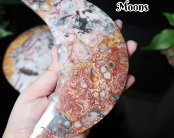 Grote Crazy Lace-agaat manen|Gestreepte agaat|Kristalcadeaus voor haar|Heksencadeaus|boho|woondecoratie