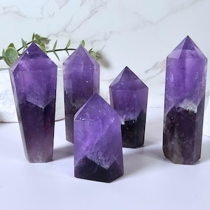 2-3&quot; Chevron Amethyst Towers|Amethyst CrystalGifts for Her|altar decor|witch gift||Polished Stone|Phantom Amethyst|Crystal Towers
