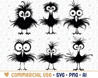 6 Cartoon Birds SVG Bundle, Bird Silhouette, PNG, Vector, Commercial Use, Transparent Background, fichiers svg, svg bundle, cricut