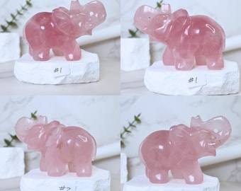 Rozenkwarts olifantssnijwerk: kristallen dierendecor, JE KUNT 4"