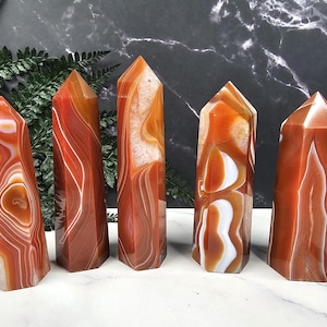 HIGH QUALITY 3.5-4&quot;&quot; Carnelian Striped Towers,Carnelian Carvings,Carnelian,Crystal Decoration,Crystal Gifts for Her.Carnelian point