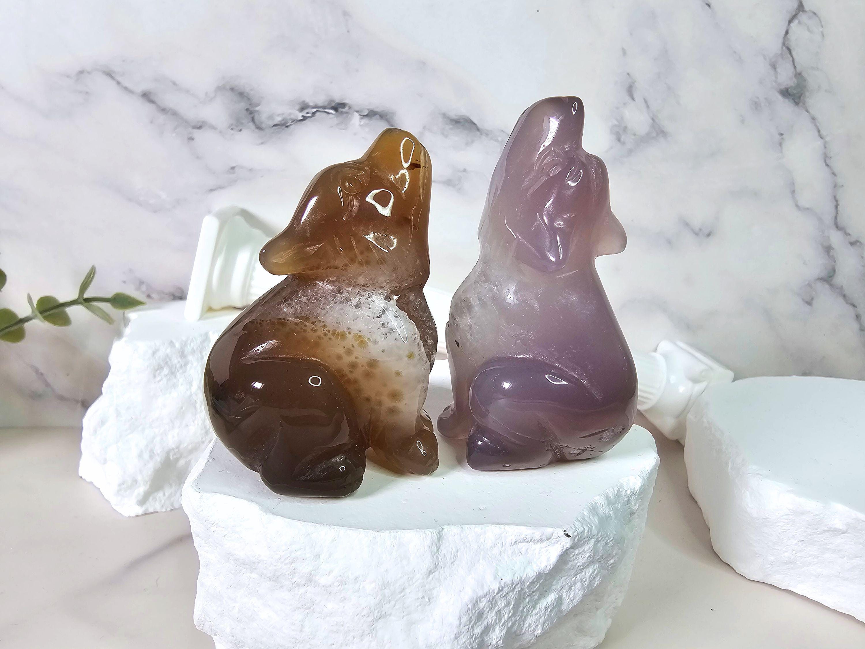 Mini Agate Wolves|Druzy Agate|Crystal Decoration|Crystal Gifts for Her|Witch gifts|boho|crystal animal|home decor|geode|carving|quartz|cute