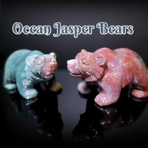 Cute Ocean Jasper Bear Carvings
