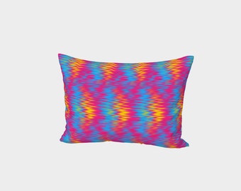 Trippy Groovy Retro Ikat Abstract Pan Flag Pillow Sham, Standard or King Size, Cotton Sateen or Silk Twill