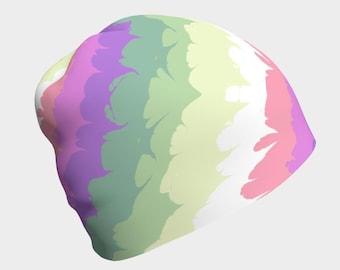 Groovy Quirky Eclectic Swirly Marbled Boho Trippy Abstract Digital Genderfae Pride Flag Polyester Beanie