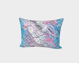 Taie d'oreiller grunge trippy funky abstrait numérique fierté trans drapeau, taille standard ou king, satin de coton ou sergé de soie