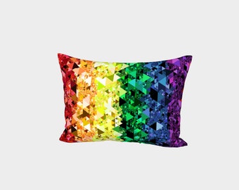 Geometric Abstract Gay Pride Flag Pillow Sham, Standard or King Size, Cotton Sateen or Silk Twill