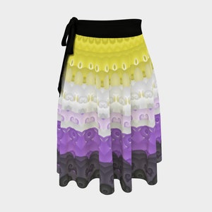 Psychedelic Funky Spiral Abstract Nonbinary Pride Flag Polyester Wrap Skirt, One Size Fits All