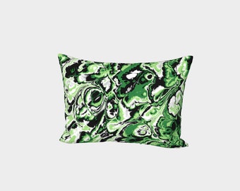 Groovy Trippy Swirly Squiggly Marbled Abstract Aromantic Pride Flag Pattern Pillow Sham, Standard or King Size, Cotton Sateen or Silk Twill