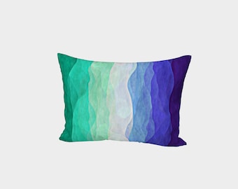Groovy Swirly Boho Abstract Watercolor Gay Man Pride Flag Pillow Sham, Standard or King Size, Cotton Sateen or Silk Twill