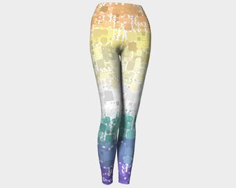 Groovy Boho Quirky Retro Mod Geometric Digital Abstract Genderfaun Pride Flag Polyester Yoga Leggings