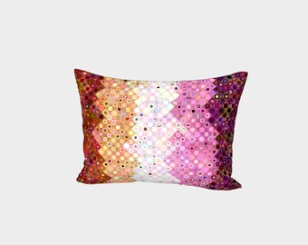 Groovy Geometric Abstract Digital Psychedelic Funky Lesbian Pride Flag Pillow Sham, Standard or King Size, Cotton Sateen or Silk Twill