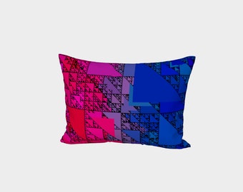 Funky Geometric Sierpinski Triangle Fractal Abstract Bi Pride Flag Pillow Sham, Standard or King Size, Cotton Sateen or Silk Twill