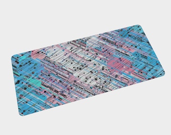 Grungy Trippy Funky Abstract Digital Trans Pride Flag Desk Mat