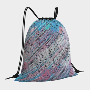 Grungy Trippy Funky Abstract Digital Trans Pride Flag Polyester Drawstring Bag