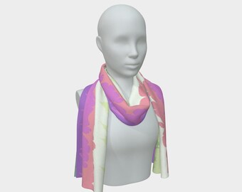 Groovy Quirky Eclectic Swirly Marbled Boho Trippy Abstract Digital Genderfae Pride Flag Scarf, Multiple Fabric Options