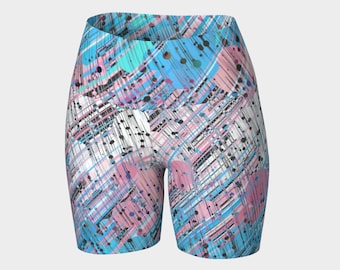 Grungy Trippy Funky Abstract Digital Trans Pride Flag Polyester Yoga Shorts