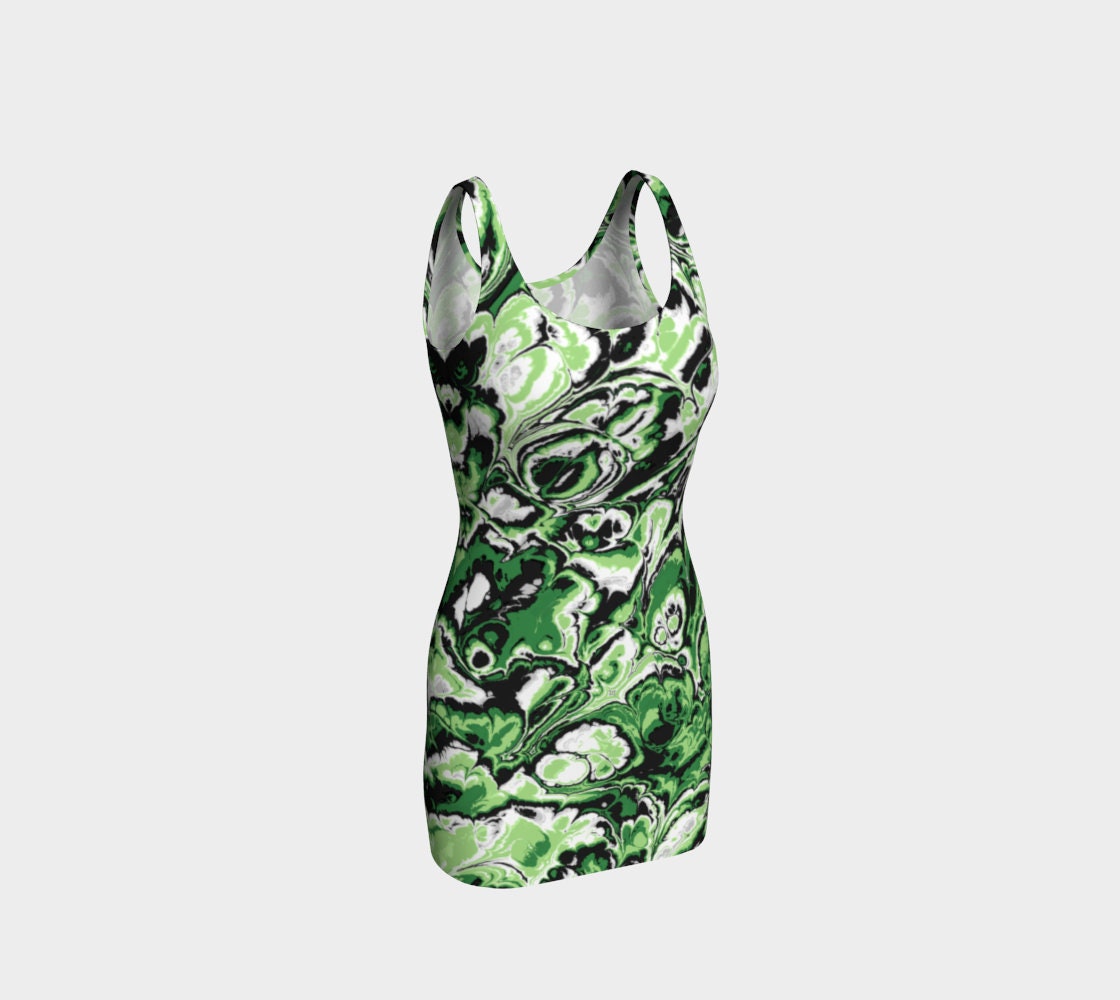 green emerald velvet dress Green and White Swirl Print Halter Neck Mini Dress main image 1
