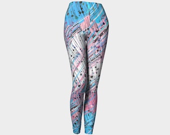 Grungy Trippy Funky Abstract Digital Trans Pride Flag Polyester Leggings