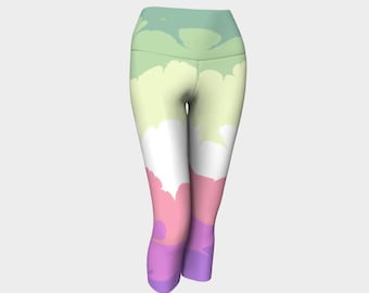 Groovy Quirky Eclectic Swirly Marbled Boho Trippy Abstract Digital Genderfae Pride Flag Polyester Yoga Capris