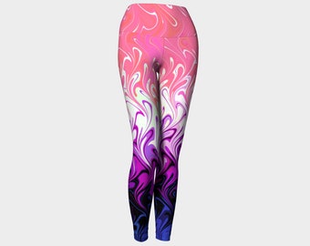 Trippy Squiggly Wavy Groovy Psychedelic Funky Abstract Genderfluid Pride Flag Polyester Yoga Leggings