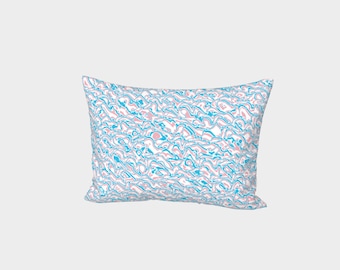 Squiggly Trippy Bohemian Abstract Transgender Pride Flag Pattern Pillow Sham, Standard or King Size, Cotton Sateen or Silk Twill