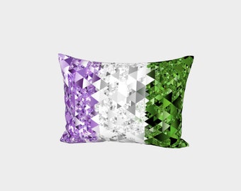 Groovy Funky Boho Geometric Abstract GenderQueer Pride Flag Pillow Sham, Standard or King Size, Cotton Sateen or Silk Twill