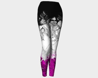 Psychedelic Swirly Marbled Abstract Ace Pride Flag Polyester Yoga Leggings