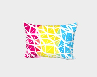 Groovy Boho Geometric Low Poly Abstract Pansexual Pride Flag Pillow Sham, Standard or King Size, Cotton Sateen or Silk Twill