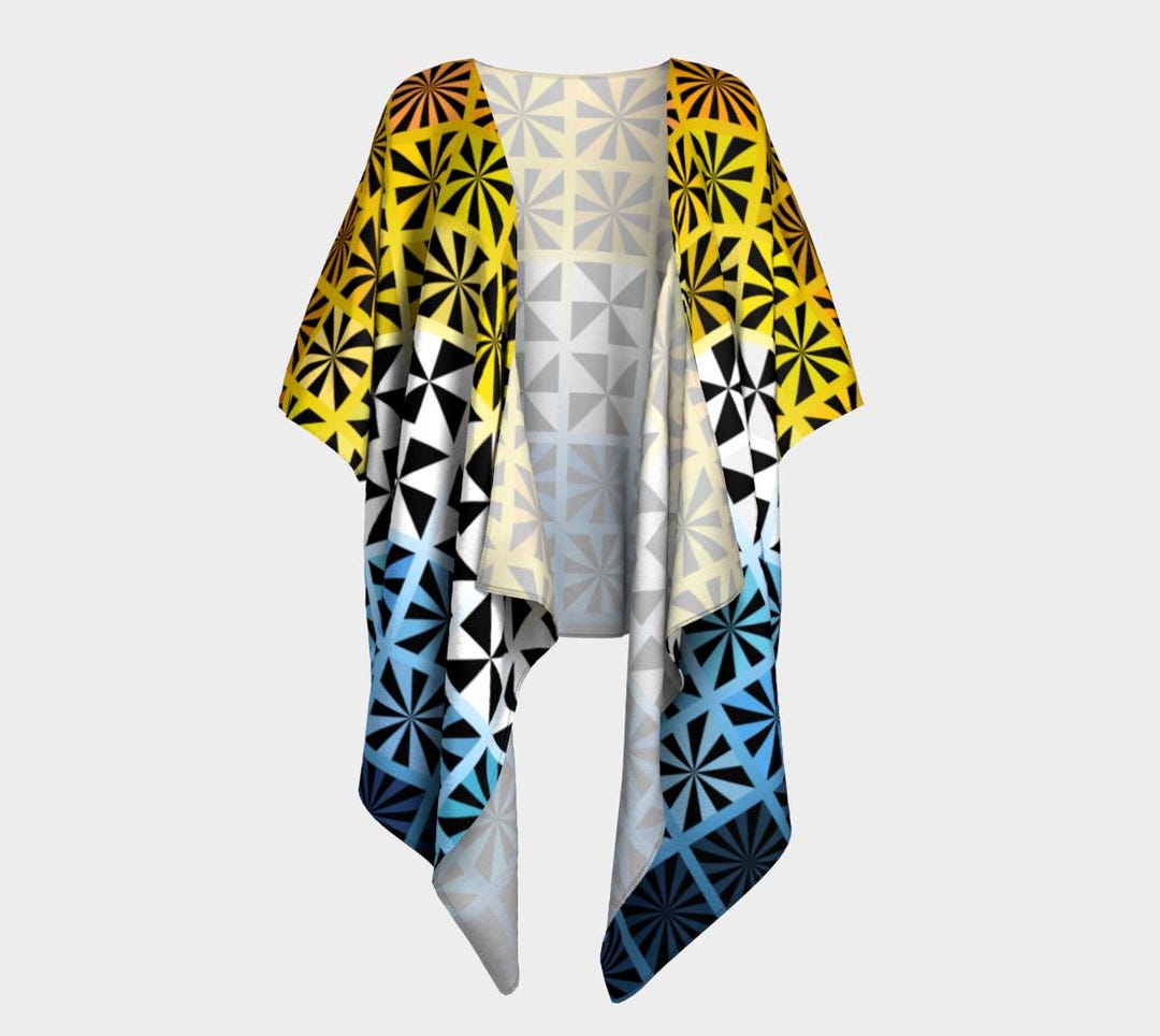Groovy Mod Eclectic Funky Aroace Pride Flag Draped Kimono Robe/shawl ...