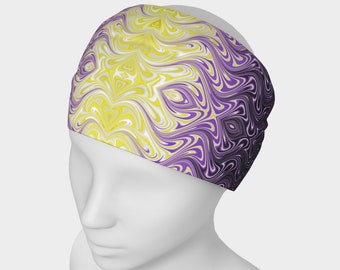 Groovy Squiggly Wavy Psychedelic Abstract NonBinary Pride Flag Polyester Headband